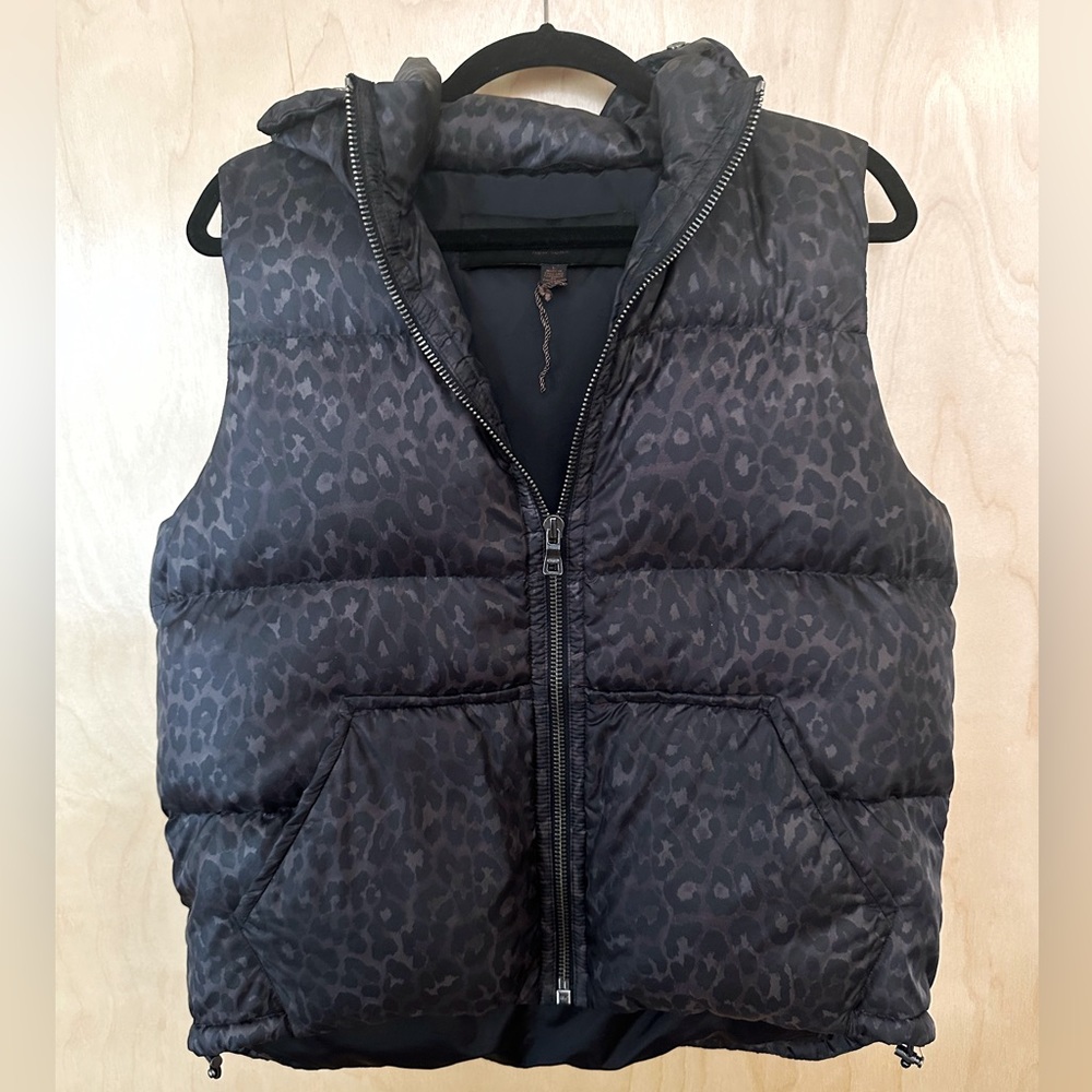 Coach Down Puffer Vest Ocelot / Leopard Print Size L - Missing Faux Fur Trim